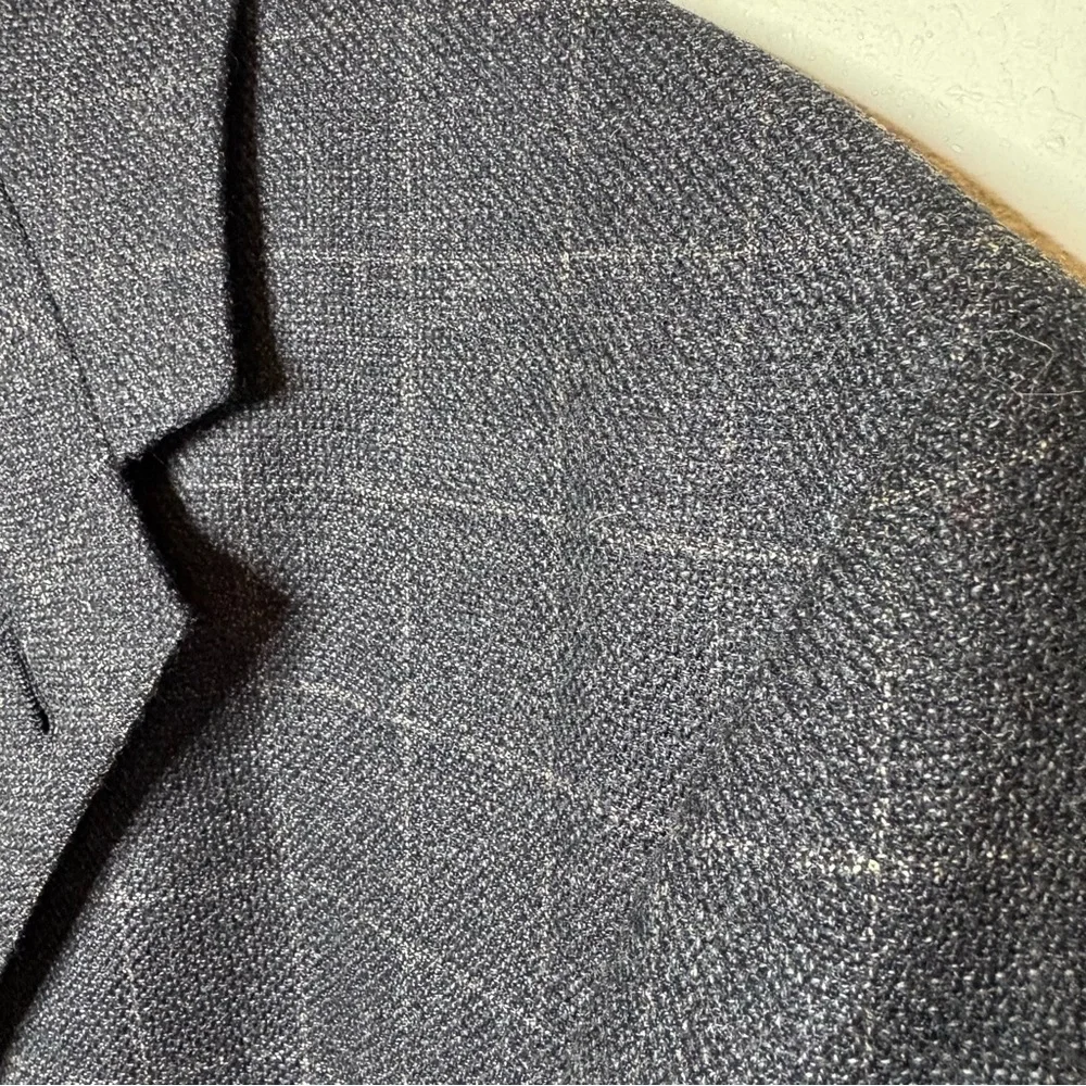 Men's Charcoal Gray Windowpane Wool Blazer Size 42L